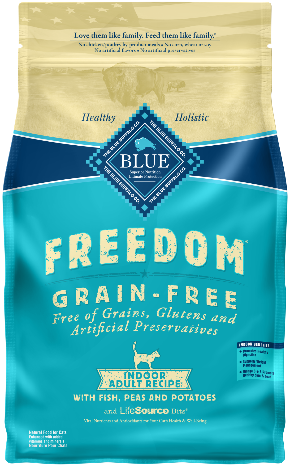 Blue Buffalo Freedom Natural Grain-Free Indoor Adult Dry Cat Food  Fish Recipe  5-lb. Bag