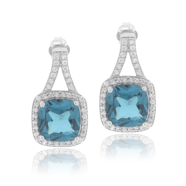 Icz Stonez Sterling Silver Cubic Zirconia Square Earrings