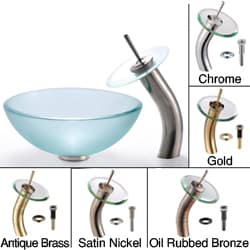 Kraus Glass Vessel Sink, Bathroom Faucet, Pop up Drain, Mounting Ring (Antique Brass)