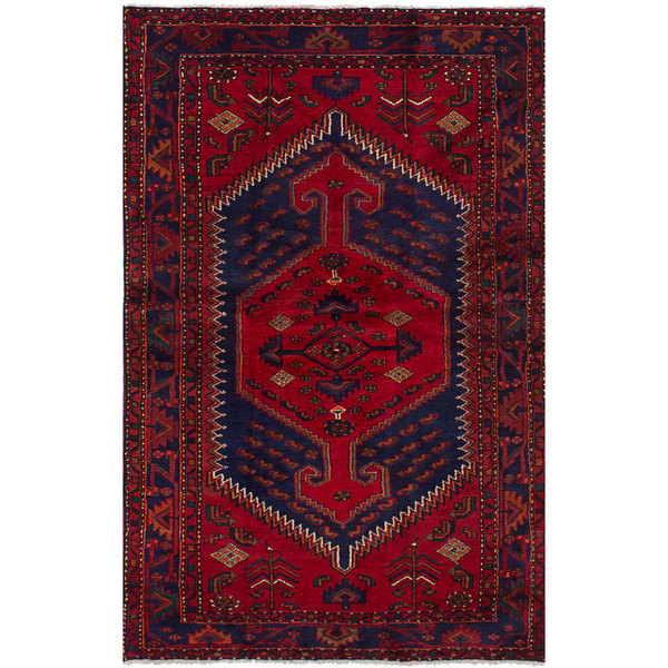 Ecarpetgallery Hand-Knotted Hamadan Red  Wool Rug (4'3 X 7'0) (Red Rug (4' X 7'))