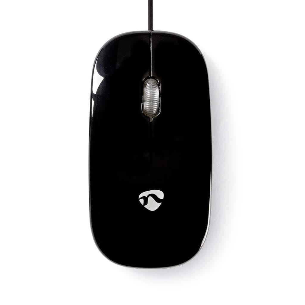 Ultra Thin Slim USB Optical Wired Mouse for PC Laptop Windows Mac, USB Receiver, Black