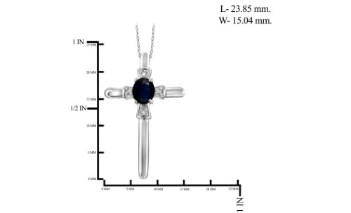 Jewelonfire 0.32 CTW Sapp & Accent White Dia Pend in SS 23546 Blue I2-I3 1/3 Ct Sapphire Sapphire Sterling-silver