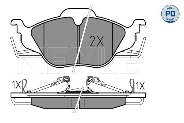 MEYLE 025 230 6317/PD Brake Pad Set MEYLE-PD Quality, Front Axle, with Acoustic Wear Warning, with Anti-squeak Plate
