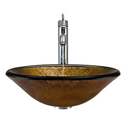 613 Foil Undertone Glass Sink, Chrome Faucet, Sink Ring, Pop-up Drain