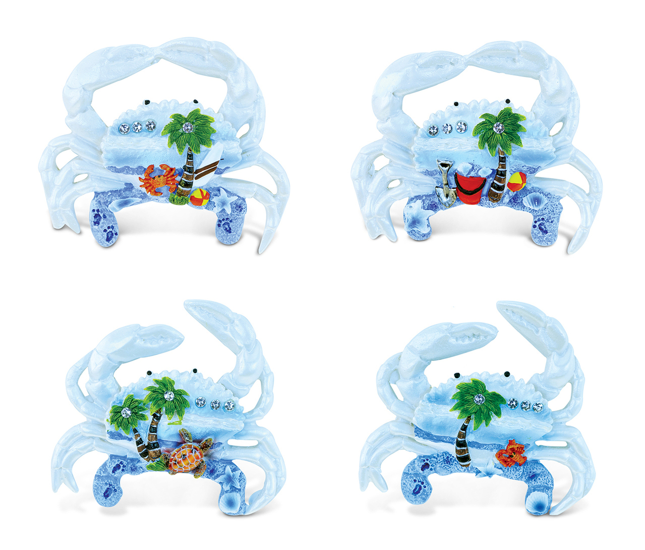 Puzzled Crab Refrigerator Blue Sand Magnet - Ocean Life Theme - Set of 4 - Unique Affordable Gift and Souvenir - Item #7681