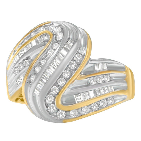 10K Yellow Gold 0.5 Ct. TDW Round and Baguette Cut Diamond Ring(I-J, I2-I3) (8)