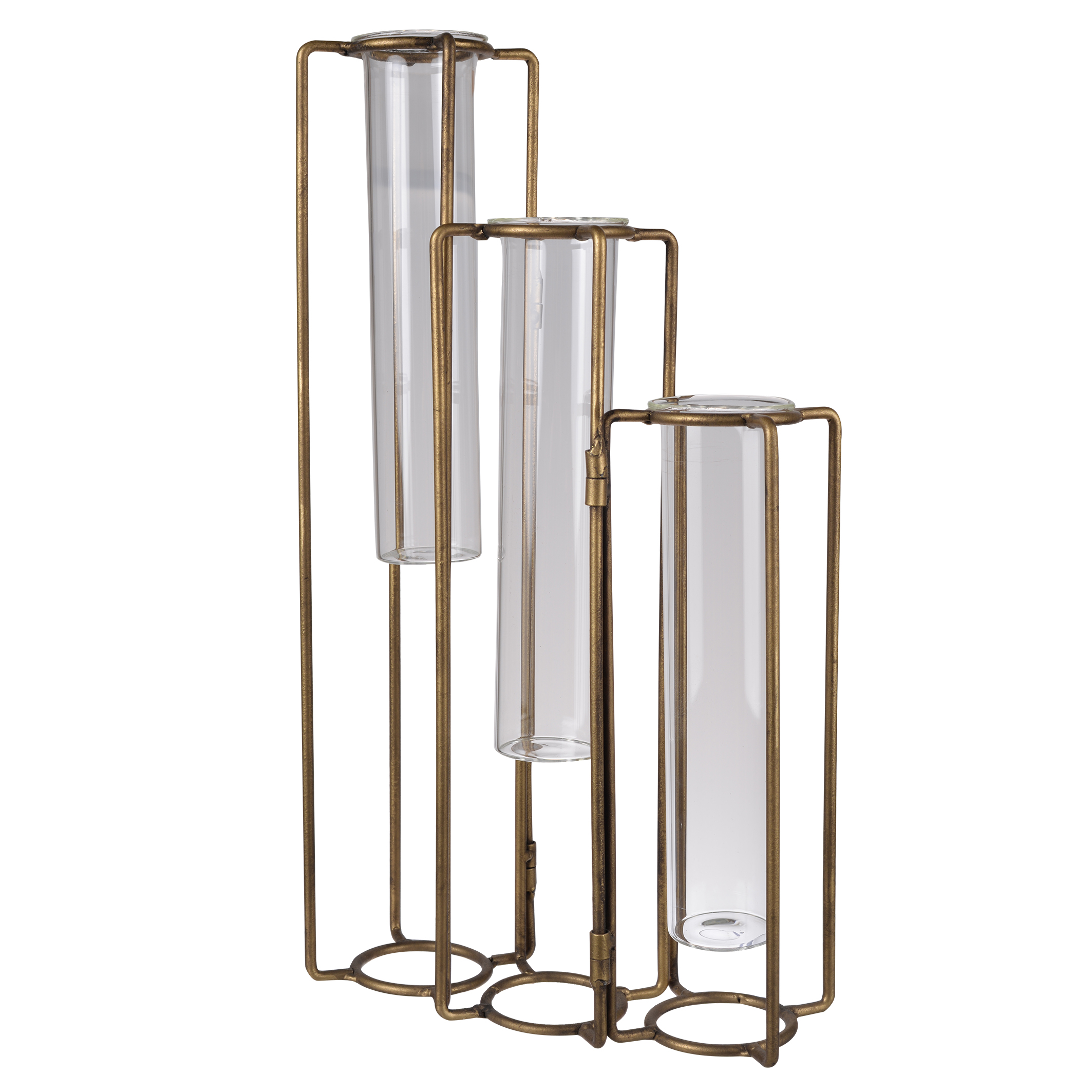 A and B Home a&B Home Goldtone Metal and Glass Vase