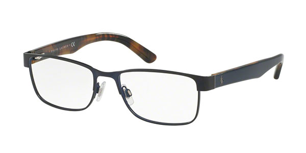 Polo by Ralph by Ralph Lauren Lauren Men's PH1157 9303 55 Rectangle Metal Plastic Blue Clear Eyeglasses