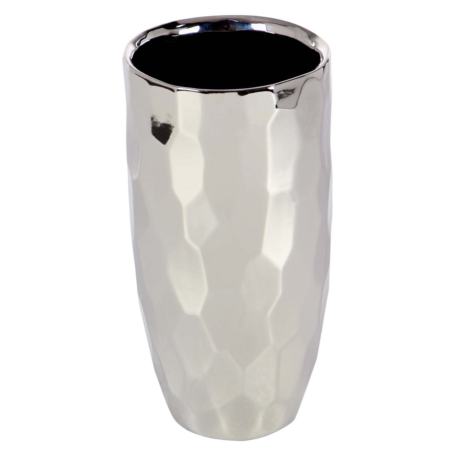 Chic Ceramic Vase with Gloss Finish, Silver