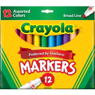 Crayola 12 Ct. Assorted Colors Broad Line Markers - 2 Boxes