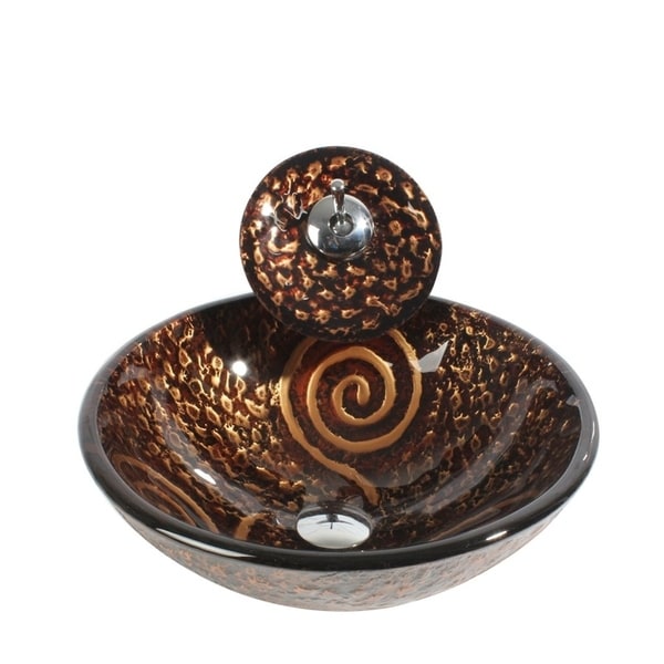 Arsumo Glass Vessel Bathroom Sink Set - Faucet, Pop-up Drain and Mounting Ring