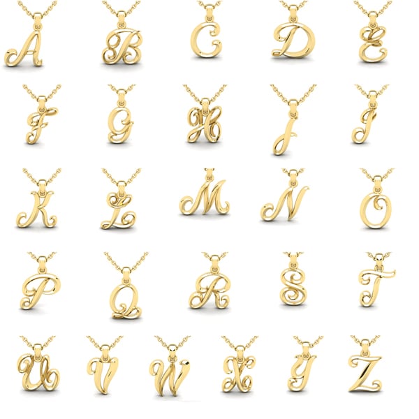 Letter K Swirly Initial Necklace in Heavy 14K Yellow Gold (2.4 G) W/ Free 18 Inch Cable Chain by SuperJeweler