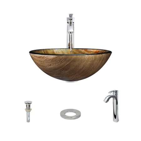MR Direct 632 Vessel Sink Ensemble with a Chrome Finish 726 Faucet  Pop-up Drain  and Sink Ring.