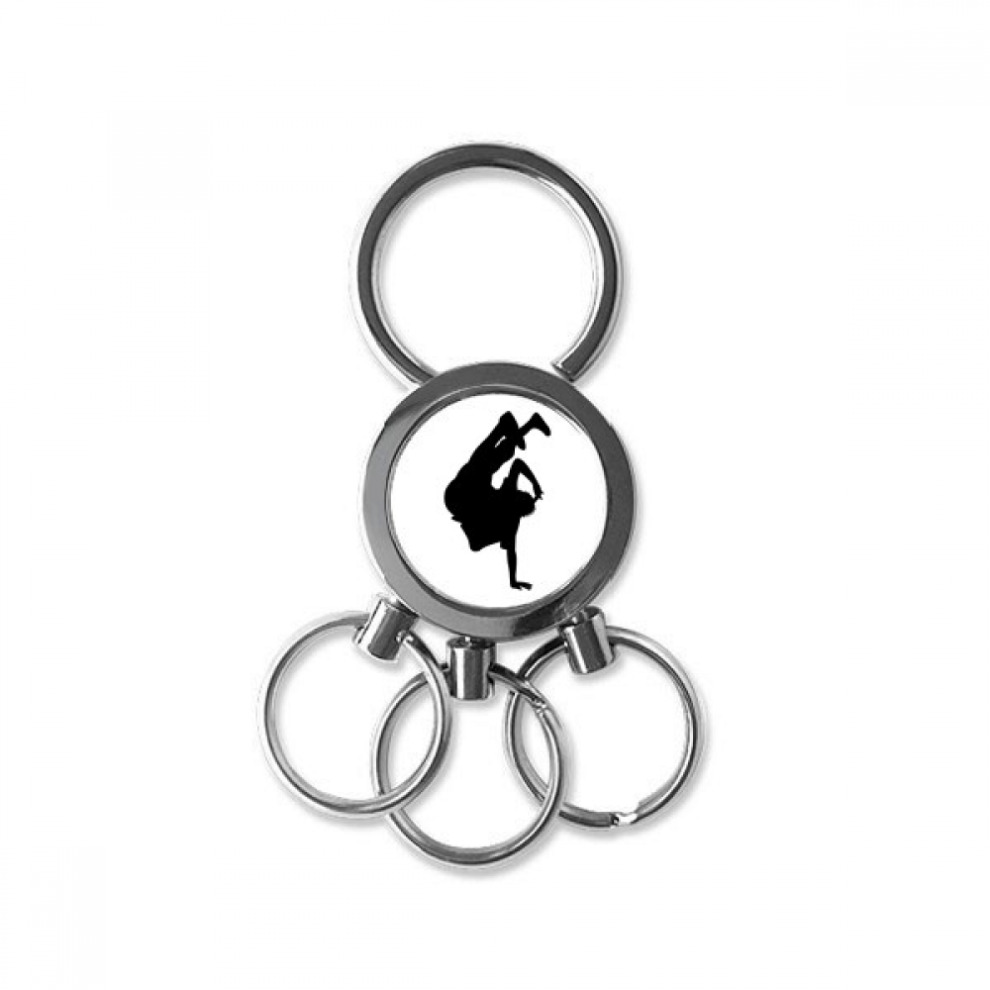 Hip Pop Handstand Performance Dancer Stainless Steel Metal Key Chain Ring Car Keychain Keyring Clip Gift