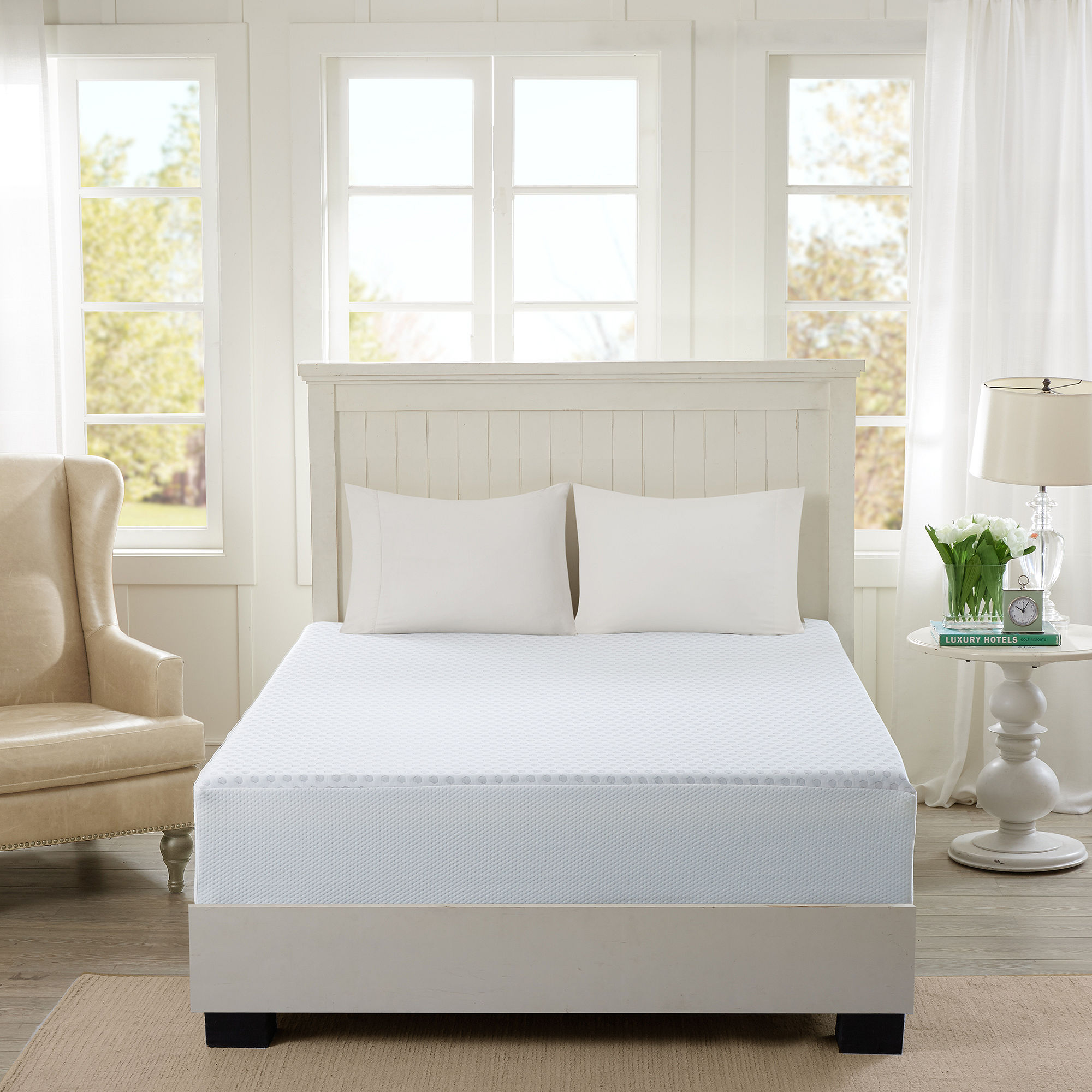 Flexapedic by Sleep Philosophy 12 Gel Memory Foam Queen Mattress W/ Cooling Cover in White - Olliix BASI16-0490