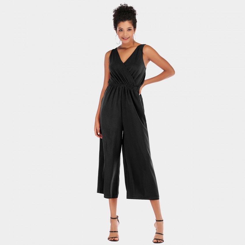 YYFS V-Neck Black Jumpsuit (5954)