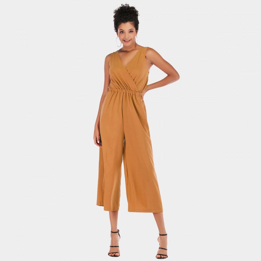 YYFS V-Neck Camel Jumpsuit (5954)