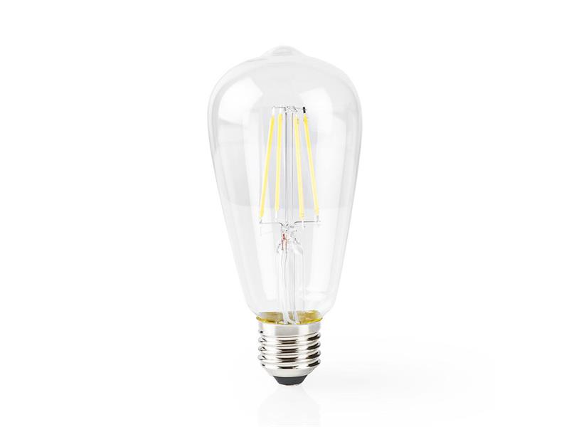 NEDIS WiFi Smart LED Dimmable Filament E27 Bulb, ST64, 5W, 500lm, Voice Control Via Alexa or Google Home, IFTTT, Plug & Play, No H