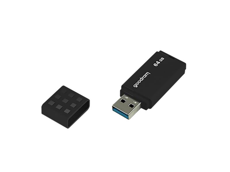 Goodram USB Memory Stick with 64GB UME3 - USB 3.0 Data Storage Pen Drive - Read Speed up to 60 MBs - with Non-Slip Memory Stick - USB Flash Drive Blac