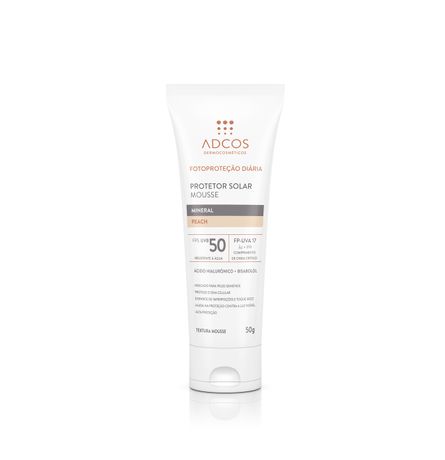 Protetor Solar Adcos FPS 50 Mousse Mineral Cor Peach 50g