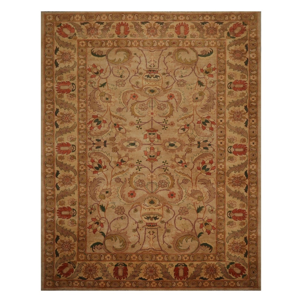 Hand Knotted Tan,Gold Wool Persian Oriental Area Rug (9x12) - 09' 03'' X 12' 05''