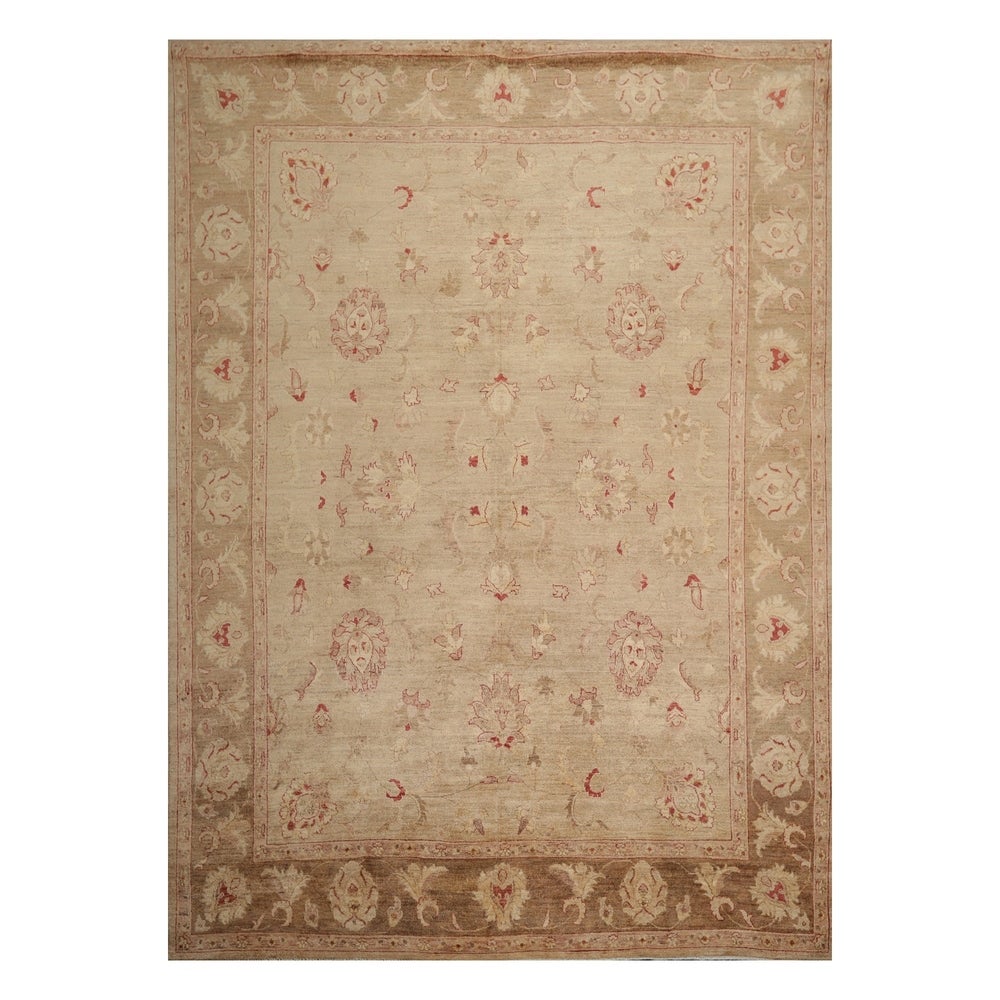 Peshawar Hand Knotted Camel,Brown Wool Oriental Area Rug (9x12) - 09' 00'' X 12' 03''