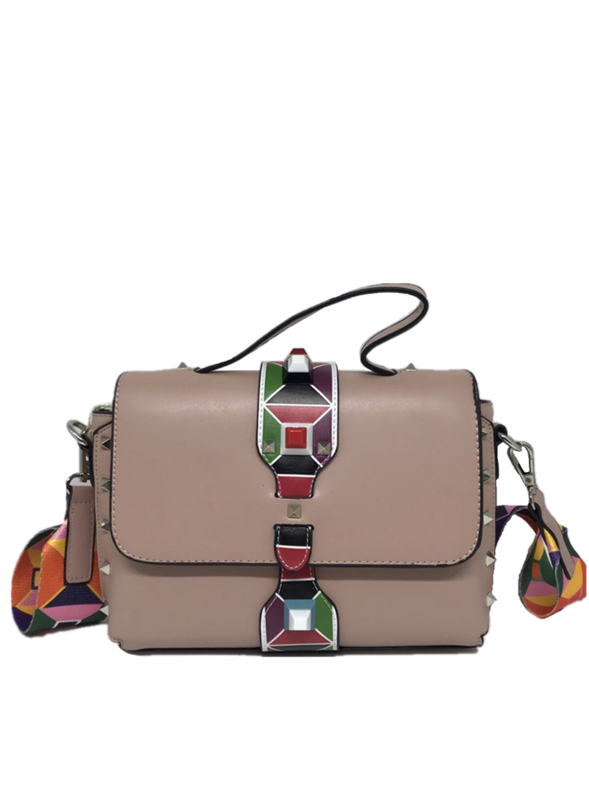 Bolsa SYS Fashion Casual Alça Colorida 8306 Rosa