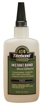 Titebond  Instant Bond Wood Adhesive  4 Oz Net Content  Bottle Container  Liquid Form  Clear