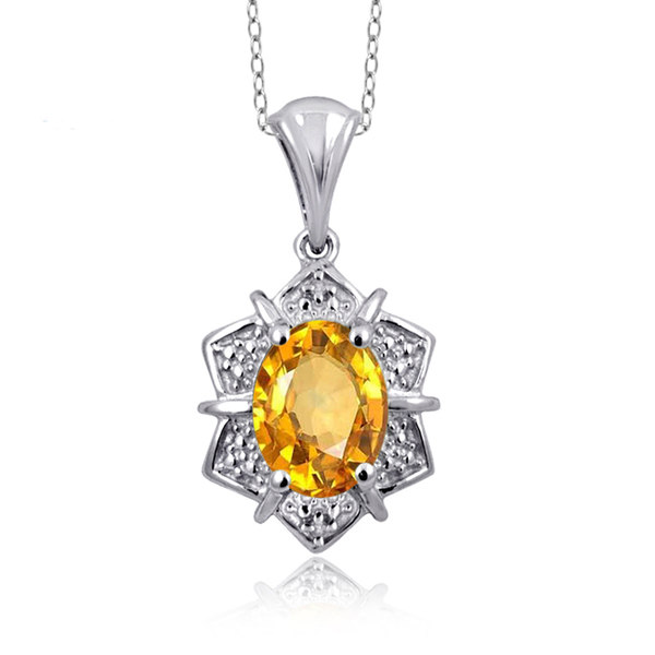 Jewelonfire 1.10 CT Citrine & Accent White Dia Pend in SS 21804 1 Ct I2-I3 Yellow Citrine Citrine