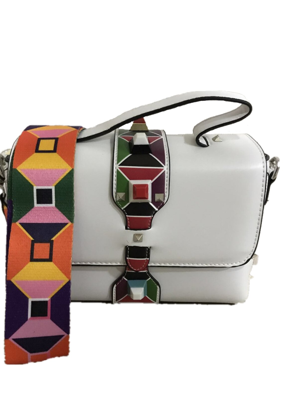 Bolsa SYS Fashion Casual Alça Colorida 8306 Branco