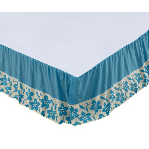Farmhouse Bedding VHC Briar Bed Skirt Cotton Linen Blend Floral - Flower Gathered Flax