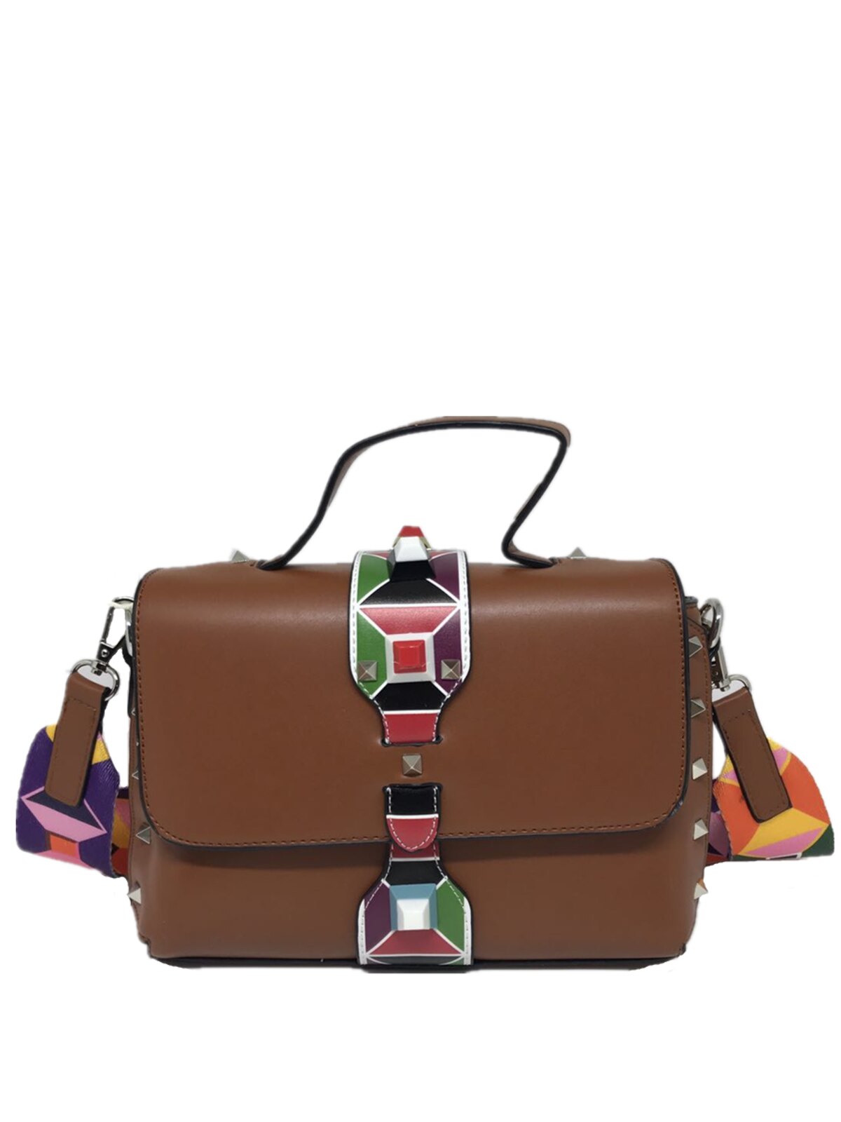 Bolsa SYS Fashion Casual Alça Colorida 8306 Marrom