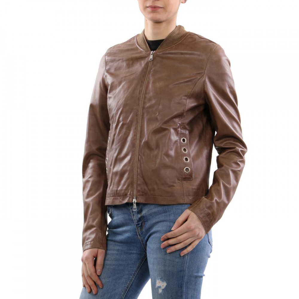 Freaky Nation Damen Leder Jacke Antique Mud 9332