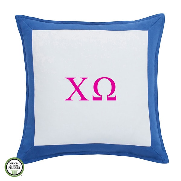 Southern Tide Chino Chi Omega Monogrammed Feather and Down Filled Decorative Pillow 16-inch