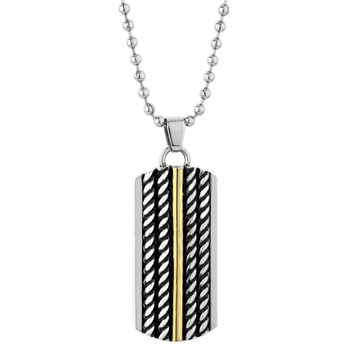 Stainless Steel Ion-plated Rope Accent Tag Pendant (STAINLESS STEEL PEND with GIP)