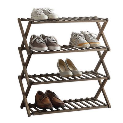 Lifestyle Home 4-Tier Wood Shoe Rack in Dark Brown