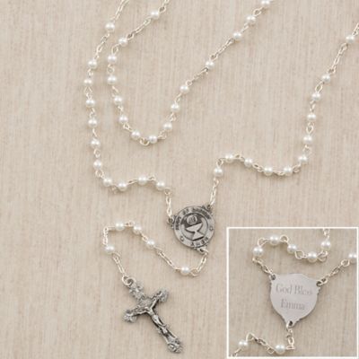 First Communion Girl's 15-1/2-Inch Pearl Rosary