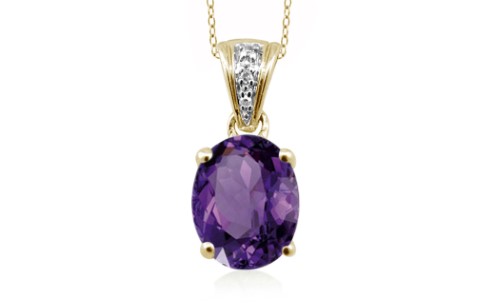 Jewelonfire 1.65 CT Amethyst & Accent White Dia Pend in SS 22791 I2-I3 Purple 1 1/2 Ct Amethyst Amethyst