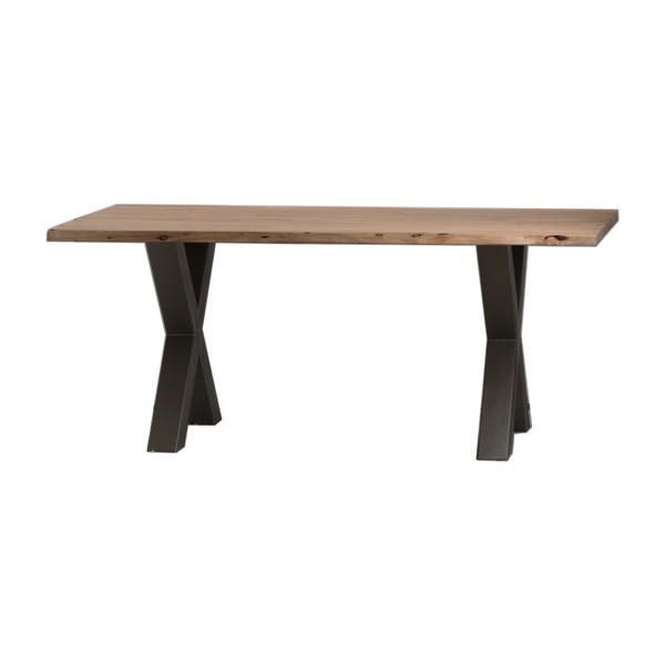 Live Edge Collection Dining Table – Acacia Wood with Grey Metal Cross Legs