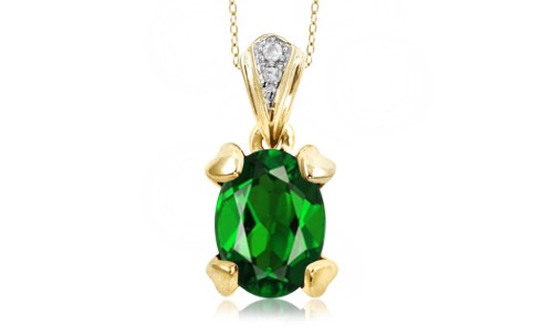 Jewelonfire 1.20 Ctw Chrome & Accent White Dia Pend SS 23735 Green I2-I3 1 1/4 Ct Chrome Diopside Chrome Diopside
