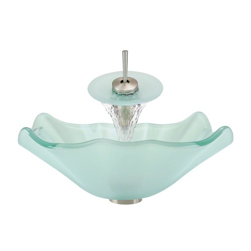 MR Direct 611 Vessel Sink Ensemble with a Brushed Nickel Finish Waterfall Faucet  Pop-up Drain  and Sink Ring.