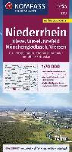 KOMPASS Fahrradkarte Niederrhein, Kleve, Wesel, Krefeld, Mnchengladbach, Viersen 1:70.000, FK 3323