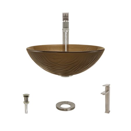 MR Direct 626 Vessel Sink Ensemble with a Brushed Nickel Finish 721 Faucet  Pop-up Drain  and Sink Ring.