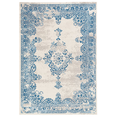 Pergamon Designer Teppich Pop-Vintage, Blau Creme, 80x150 Cm