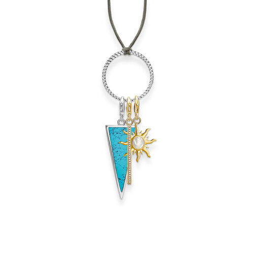 THOMAS SABO Charm-Halskette Mit Anhnger 925er Sterlingsilber; 750er Gelbgold Vergoldung, Silber, L80v