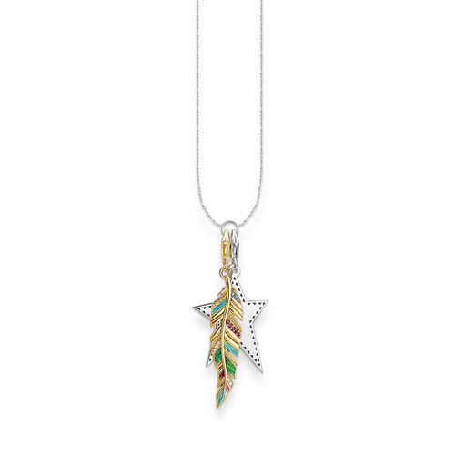 THOMAS SABO Charm-Halskette Mit Anhnger 925er Sterlingsilber, Geschwrzt; 750er Gelbgold Vergoldung, Gold, L45v