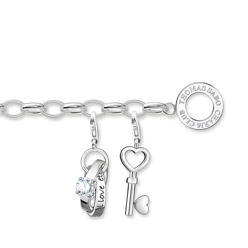 THOMAS SABO Charm-Armband Liebe 925er Sterlingsilber, Geschwrzt, Silber, S