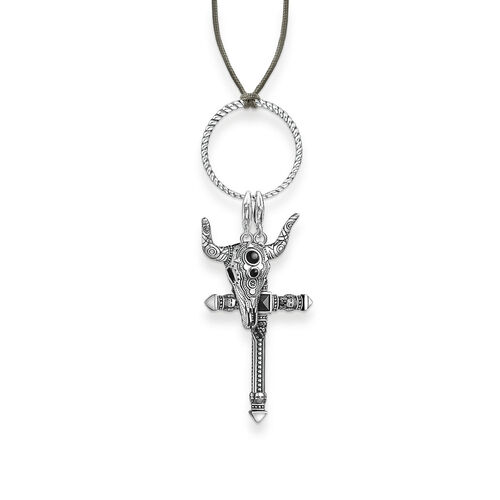 THOMAS SABO Charm-Halskette Mit Anhnger 925er Sterlingsilber, Geschwrzt, L80v