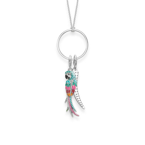 THOMAS SABO Charm-Halskette Mit Anhnger 925er Sterlingsilber, Geschwrzt, Silber, L70