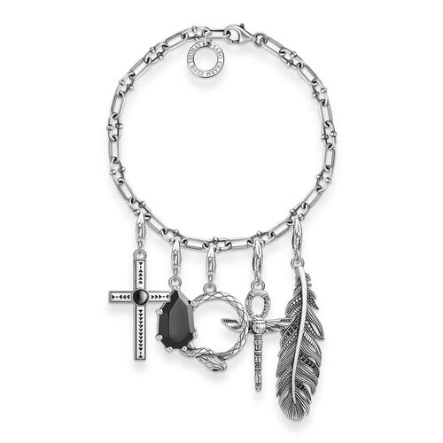 THOMAS SABO Charm-Armband Mit Anhnger 925er Sterlingsilber, Geschwrzt, Silber, L20